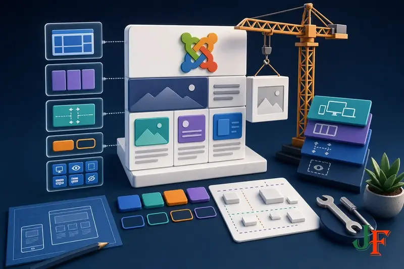 Conceptual editorial illustration representing Bootstrap in Joomla: Practical Layout Tips for Site Builders through a clear Joomla-focused visual metaphor.