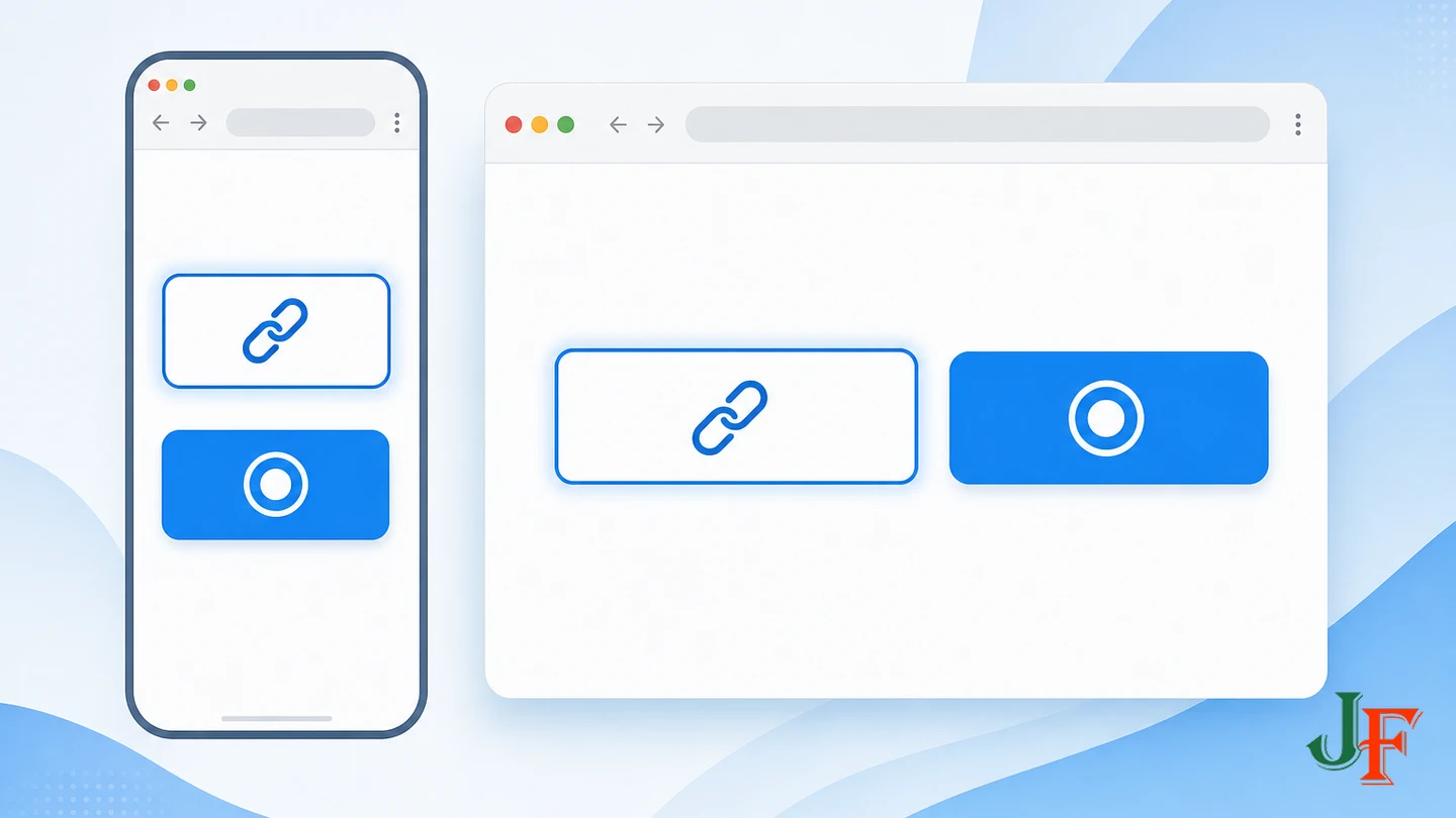 Calls to action stacked on mobile and aligned horizontally on a wider screen