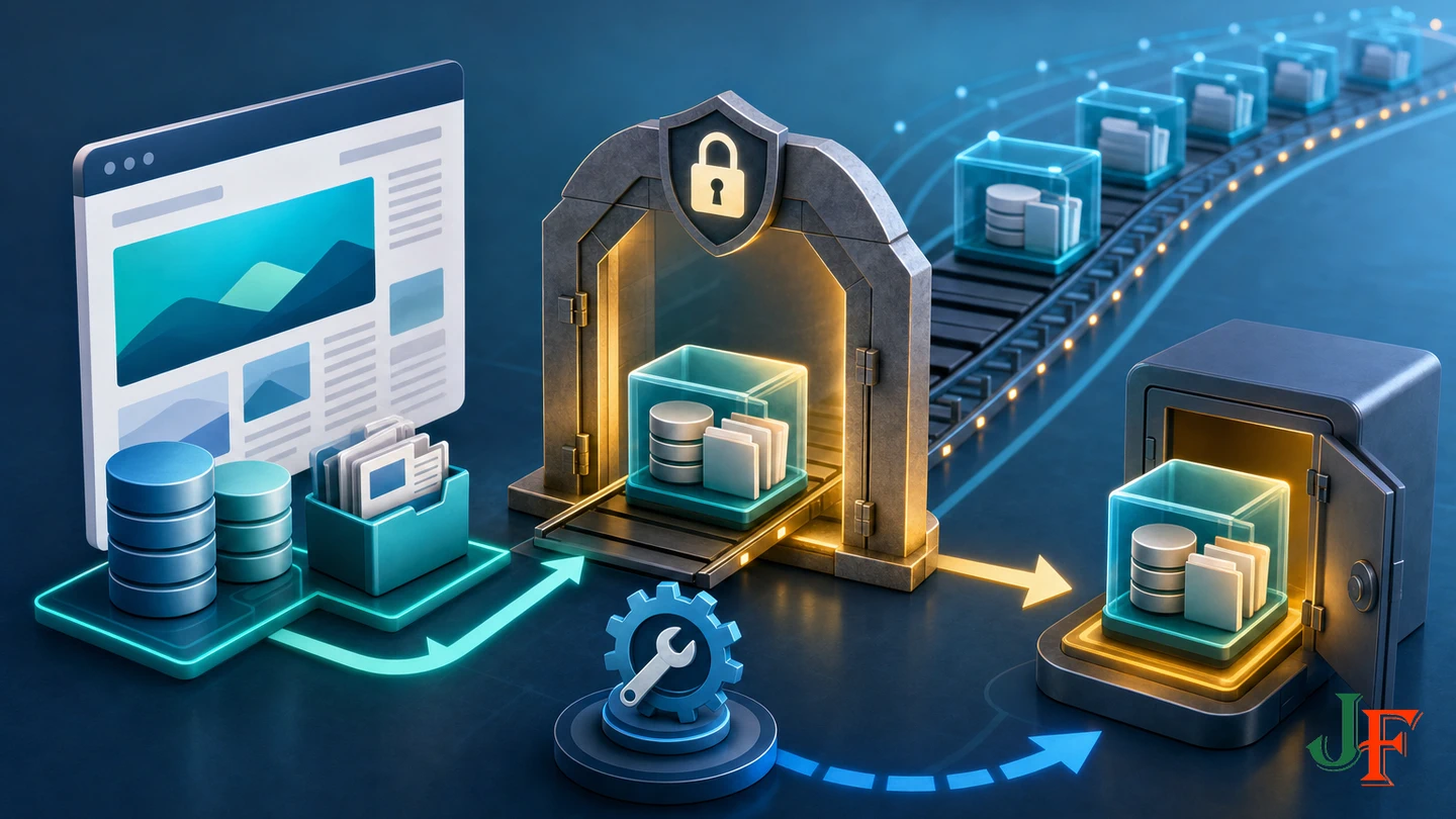 Fresh backup checkpoint before planned Joomla maintenance alongside recurring scheduled backups