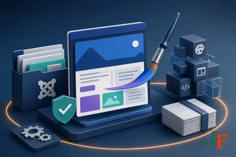 Conceptual editorial illustration representing How to Add Custom CSS in Joomla the Correct Way through a clear Joomla-focused visual metaphor.