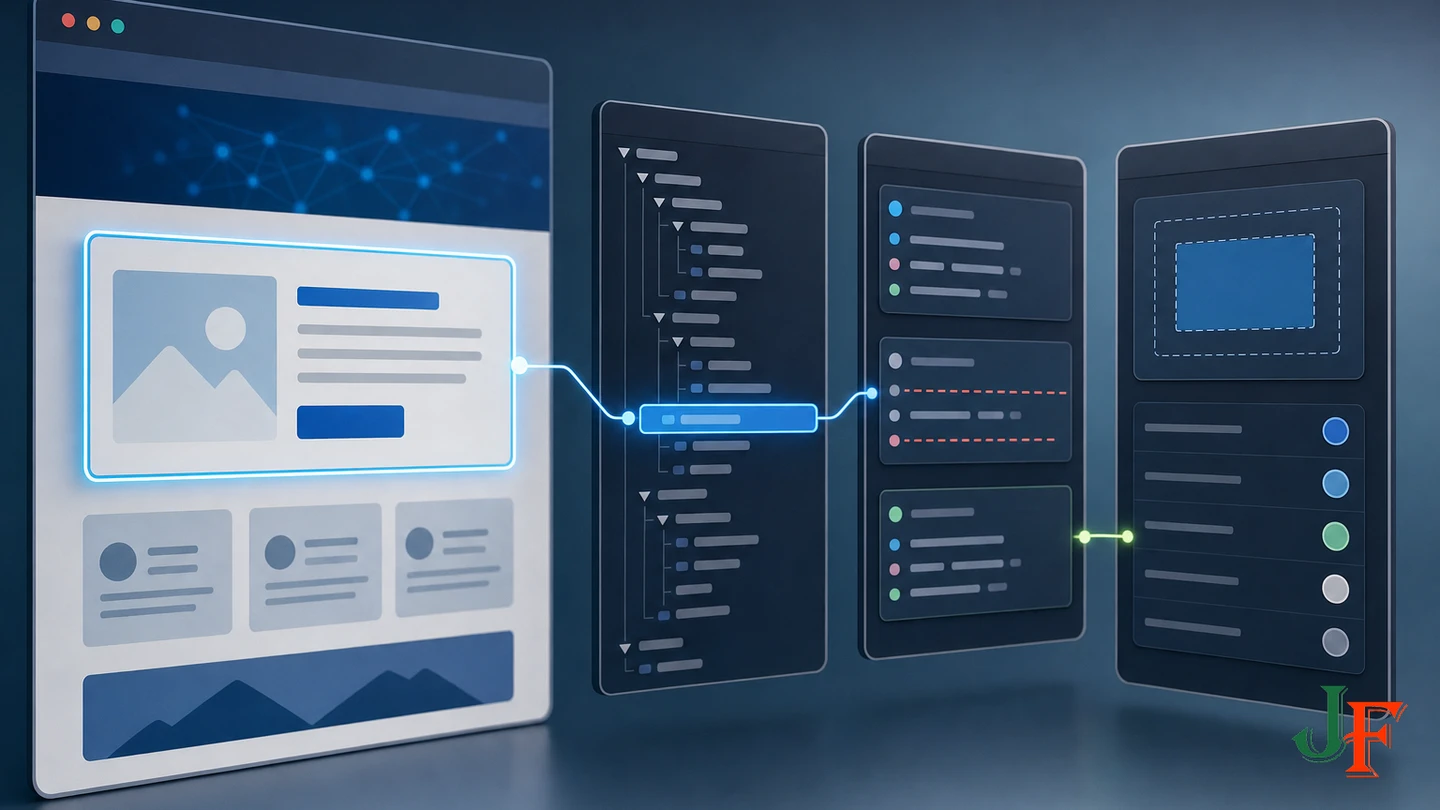 Browser inspection connects a selected page element with matching rules and its final computed style