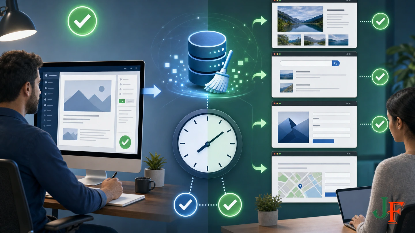 Separate administrator and logged-out browser sessions validating cached public pages
