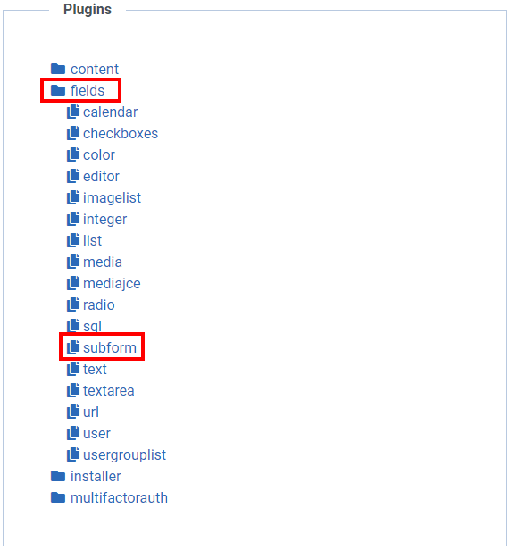 Plugins override - Fields - Subform