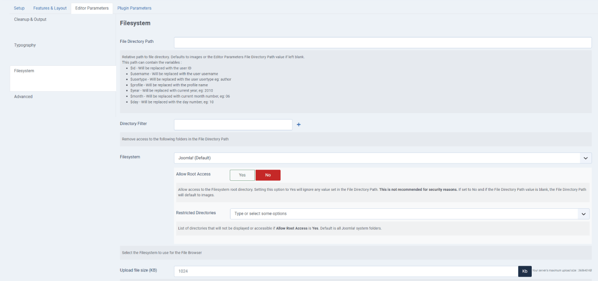 JCE Profile filesystem